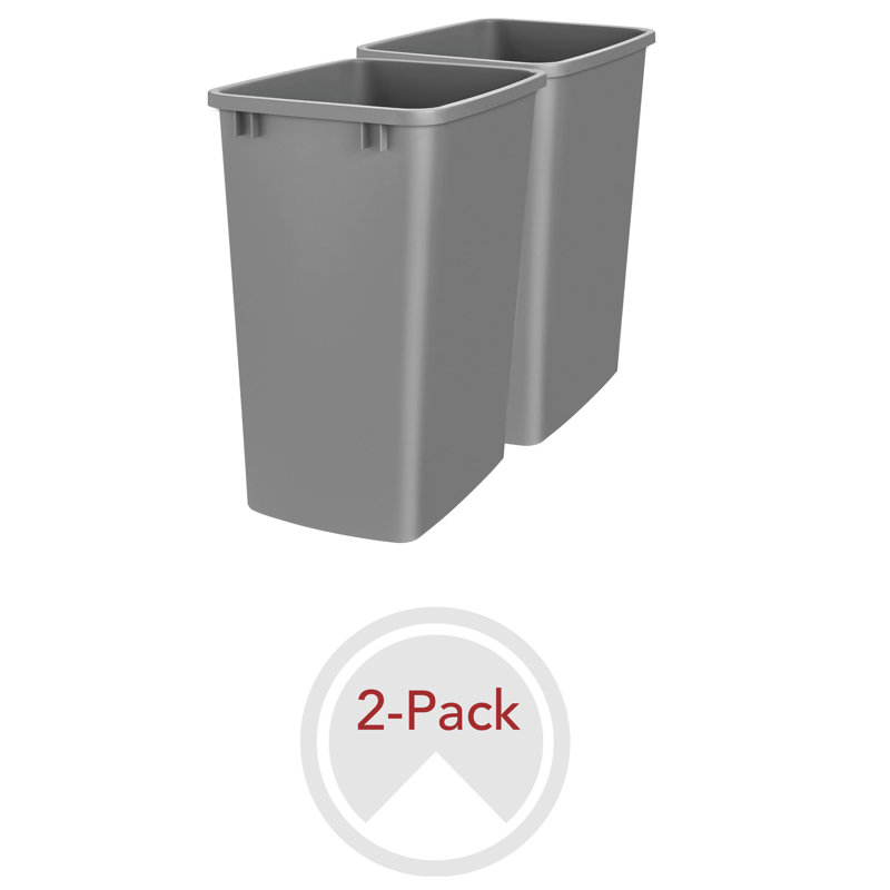 Silver Polymer 35 Quart Replacement Trash Bins, Set of 2