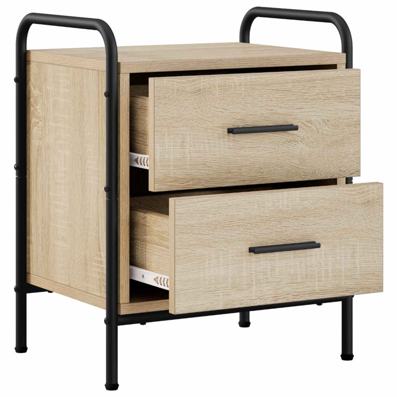 40 cm W Galvanised Steel Bedside Table, Sonoma Oak