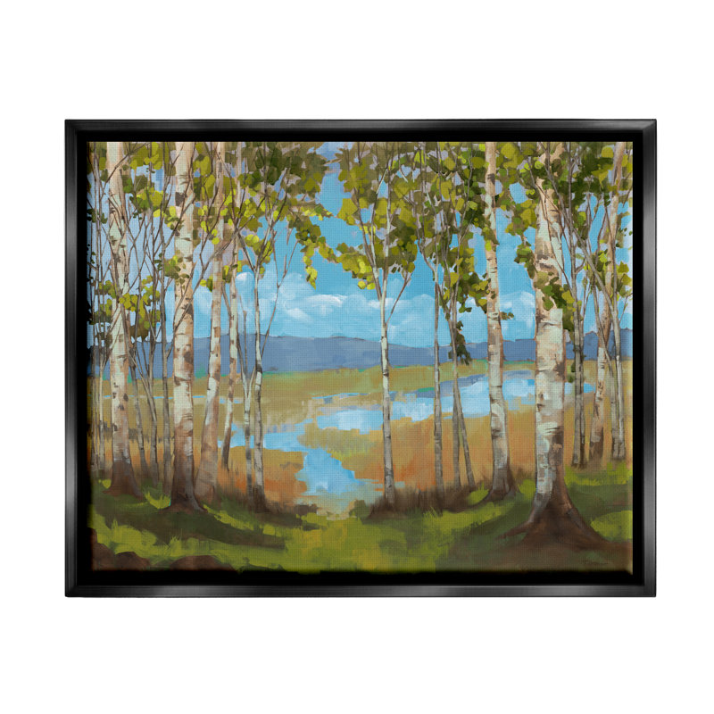 «Red Barrel Studio® Lake and Birch Tree Landscape, Floater Canvas Wall Art Design» par Trevor Copenhaver