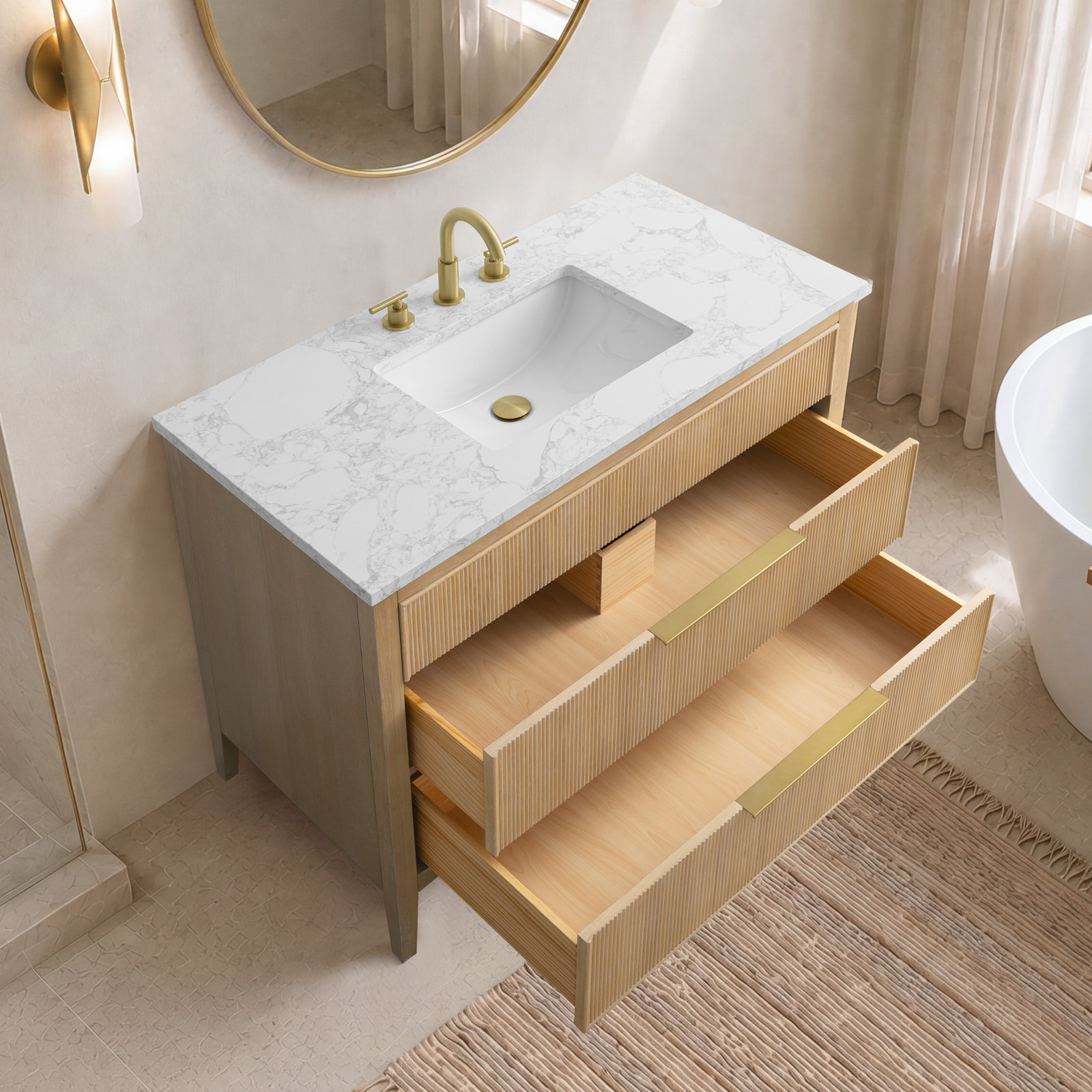 Bilroy 42" Oak Single Bathroom Vanity, Classic Oak