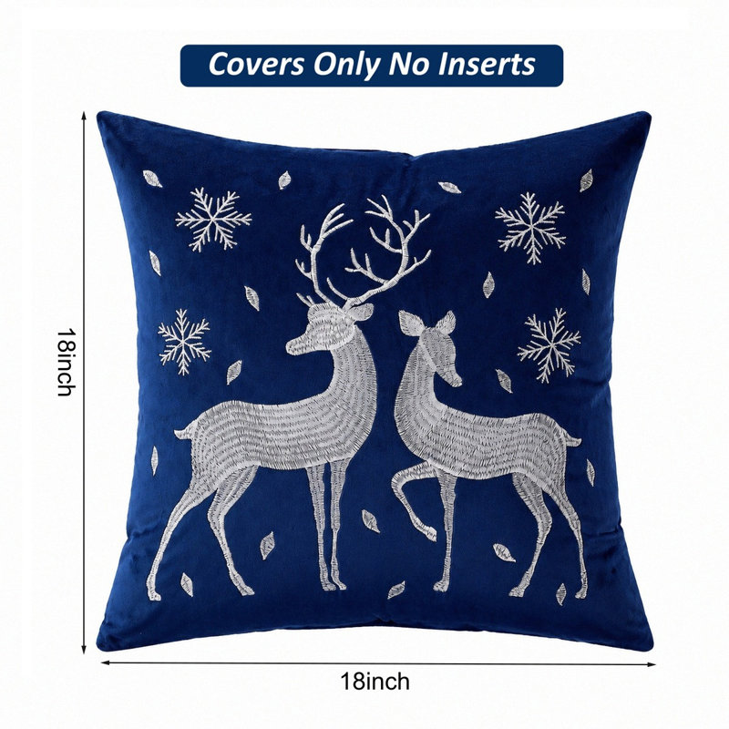 Housses de coussin 18 x 18 pouces, Bleu marine + blanc