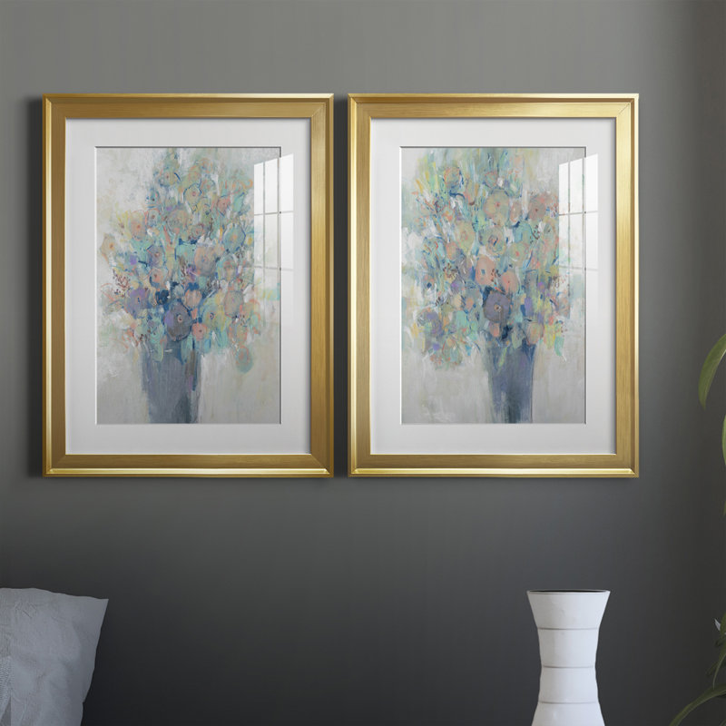 Bouquet I, reproduction encadrée de qualité supérieure, prête à être accrochée, H 42,5 po x l 61 po x P 1 po, Cadre doré