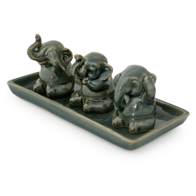 Figurines d'éléphant en céramique (ensemble de 3)