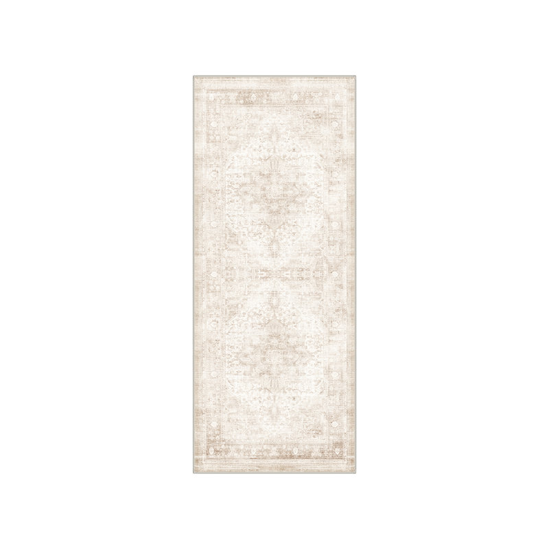 Avesta Oriental Persian Machine Washable Beige/Brown Indoor Area Rug with Non-Slip Backing, Runner 2' x 6'