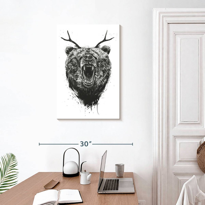 Brampt Angry Bear With Antlers, 30" H x 20" W