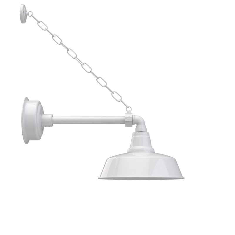 Luminaire de grange d'extérieur à DEL Vandervliet, H 10 po x l 12 po x P 23 po, Blanc