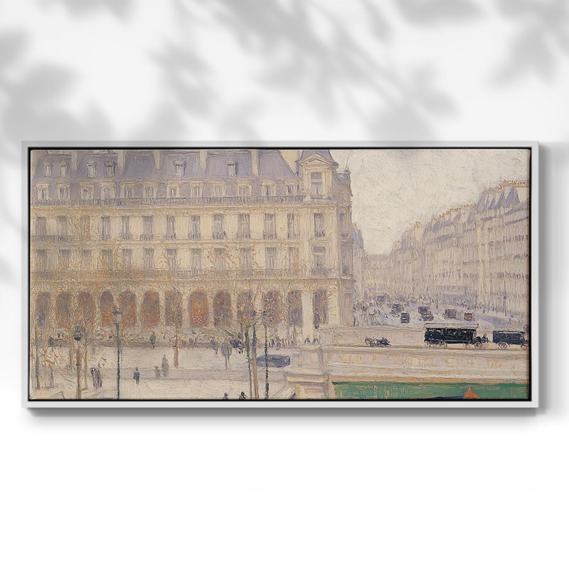 Série paysage - CXLVII - Toile tendue avec châssis encadré - Prêt à être accroché, H 25 po x l 49 po, Blanc