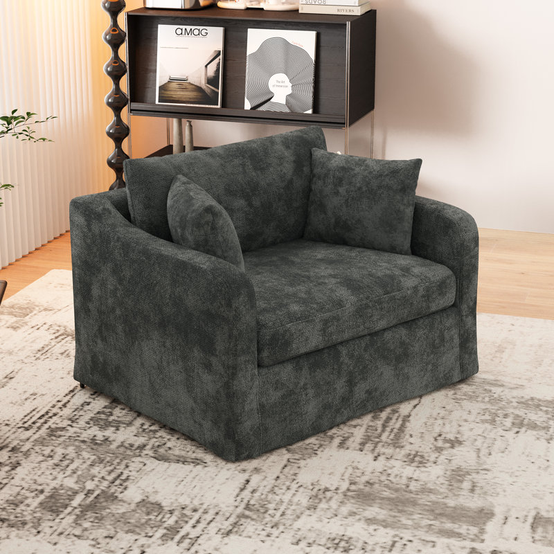 Fauteuil d'appoint en chenille 45,27 po, Gris anthracite