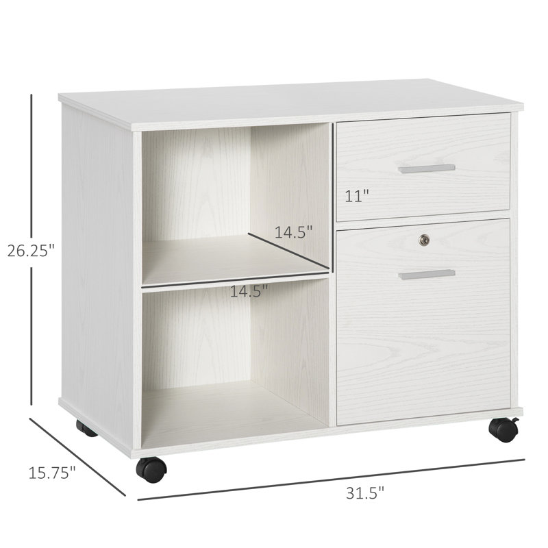 Kaveen 34'' Wide 2 -Drawer Mobile File Cabinet, White