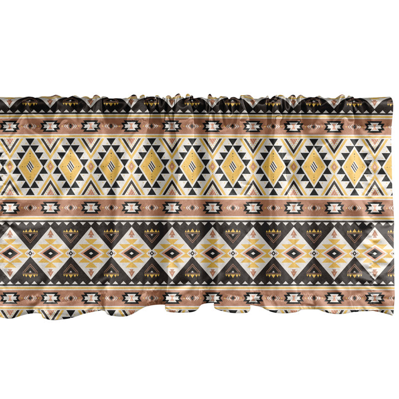 Cantonnière Ambesonne Aztec, lot de 2 lignes et triangles moutarde cacao, L 54 po x L 12 po