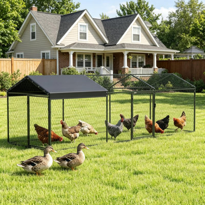 Large Outdoor Chicken Coop And Duck Run - Spacious Poultry Cage And Pet Playpen