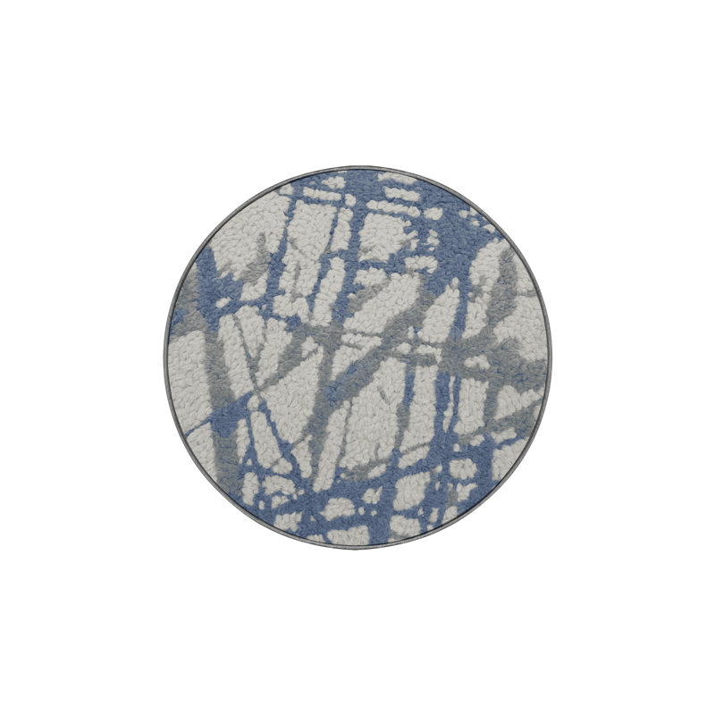 Tapis gris soyeux et moelleux, Rond 6 pi