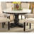 Exquisite Round Dining Table With Marble Top And Distressed Oak Base