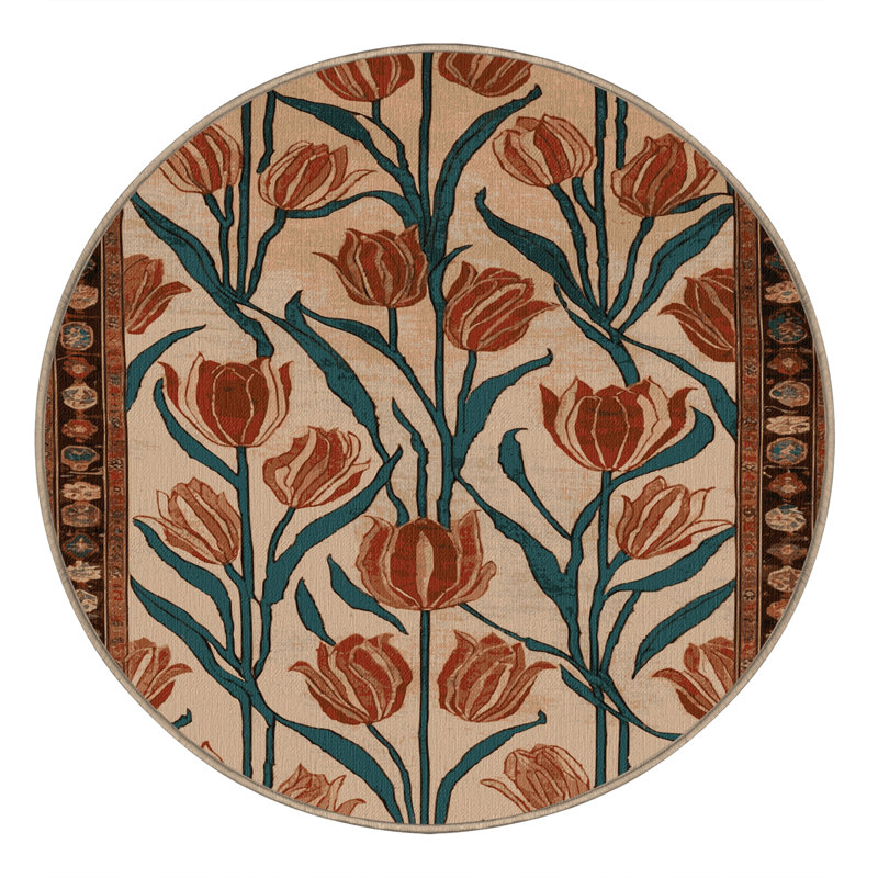 Tapis brun lavable à la machine, Rond 3 pi