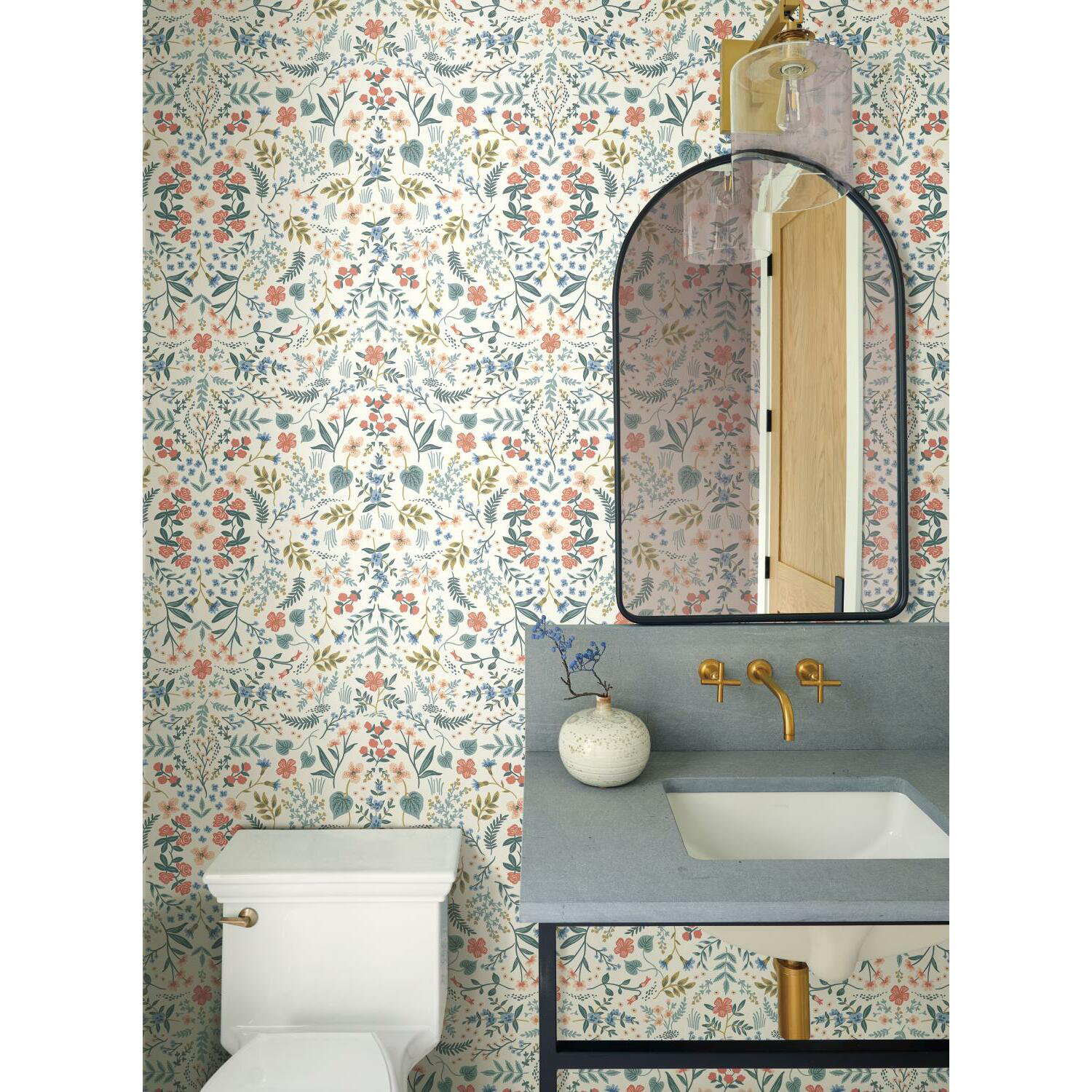 Wildwood Wallpaper Double Roll, Beige/Coral