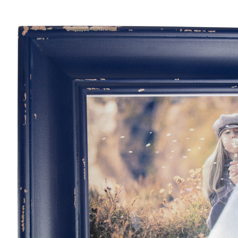 Syrna Wood Beveled Picture Frame, Navy, 5" x 7"