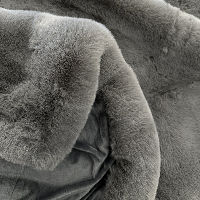 Jeté en fausse fourrure, 60" L x 50" W, Gray