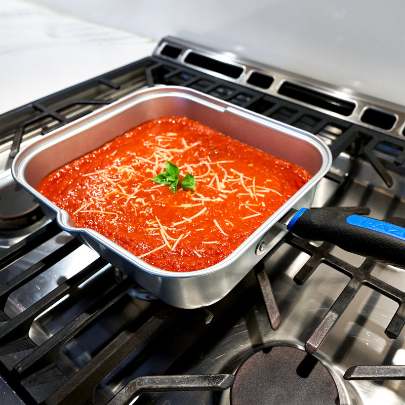 Silver Carbon Steel Non-Stick Fry and Sauce Pan with Rack