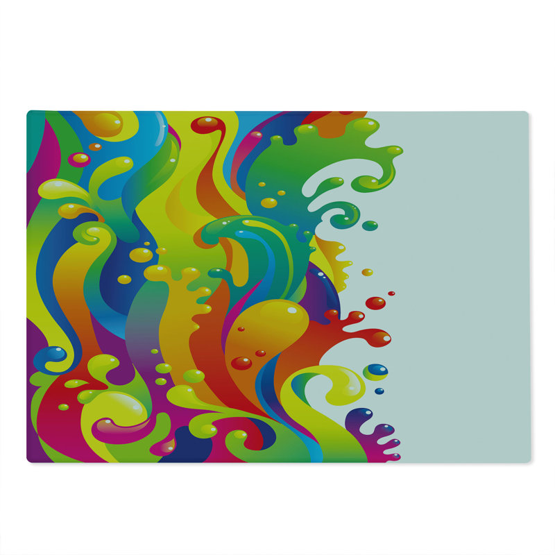 Ambesonne Psychedelic Cutting Board Large Size Rainbow Splash Multicolor