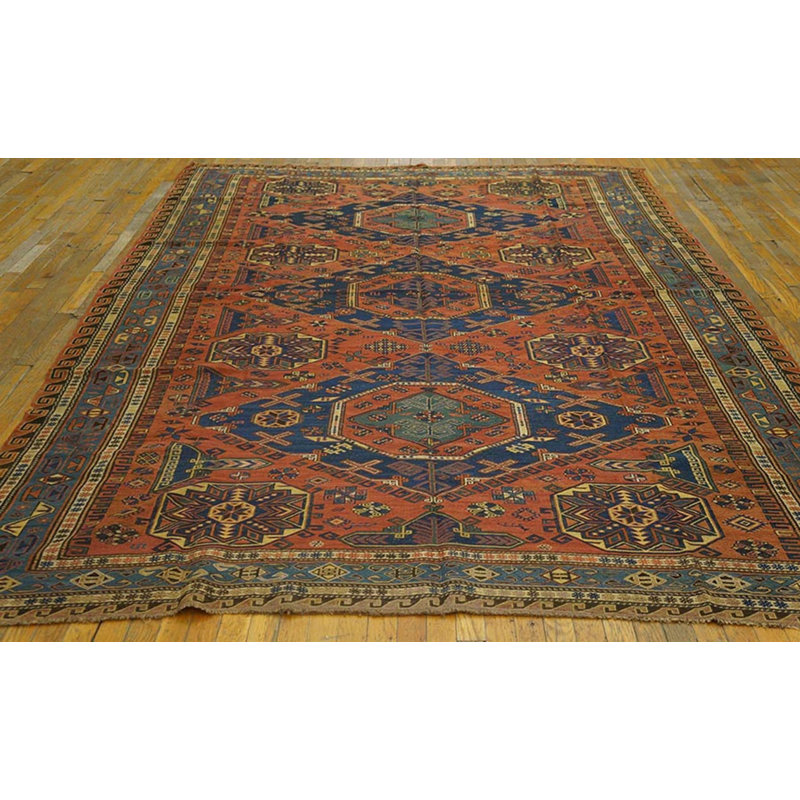 Antique Soumak Caucasian Allover Geometric Flat Weave Rug