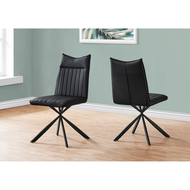 2 chaises de cuisine pour salle à manger, revêtement noir, style moderne avec siège moelleux et pieds en métal