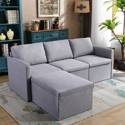 Briseida 3 Seater Linen Blend Modular Corner Sofa