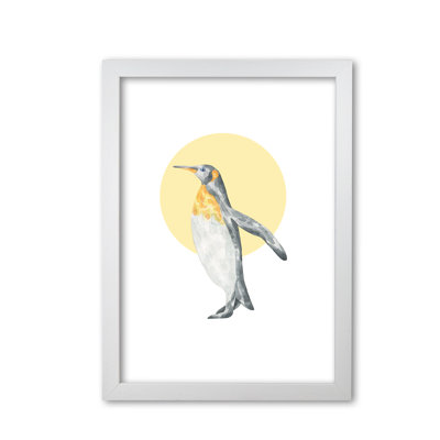 Watercolour Penguin With Yellow Circle - Painting
