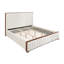 Lit plateforme tapissier Durbin, chenille beige et finition noyer-860630839
