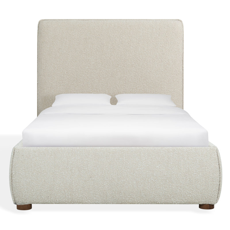 Callahan Upholstered Bed, Light Beige Boucle, Twin
