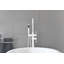Robinet de baignoire à fixation au sol Robinet de baignoire autoportant Robinet de douche à haut débit Robinet mélangeur de douche Bec de col de cygne pivotant avec cylindre