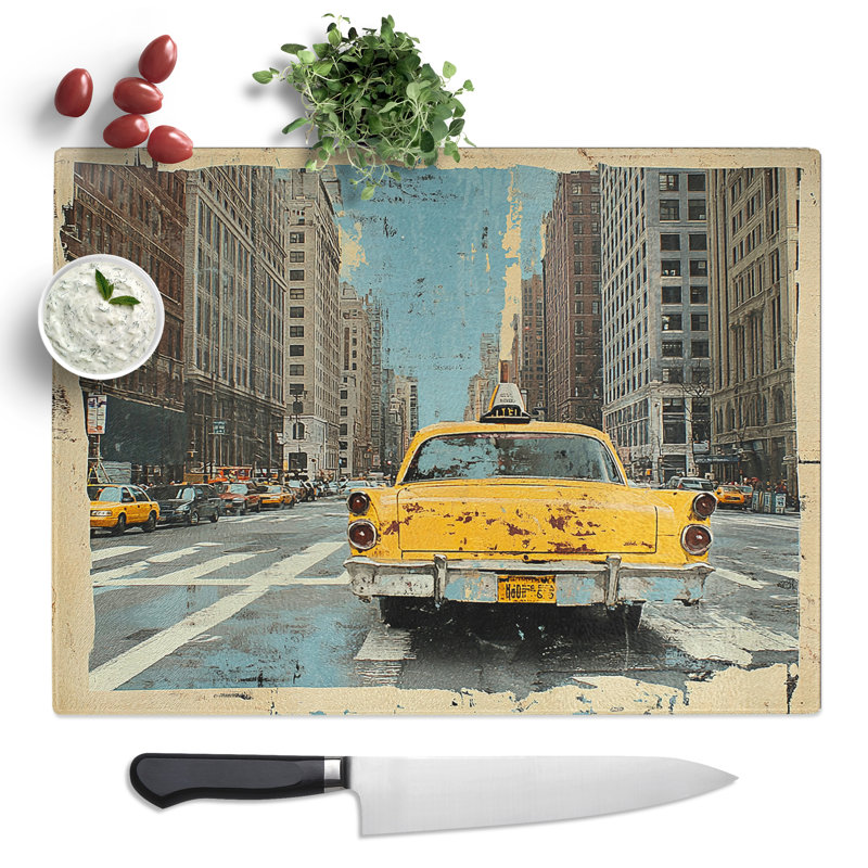 New York Artwork  Glass Chopping Board