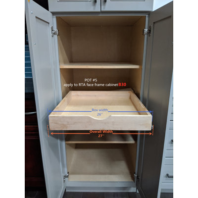 27" Cabinet Opening – 26"W x 21"D Solid Wood Pull-Out Drawer