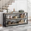Console de 55 pouces en gris - Table à 3 niveaux avec tablettes de rangement pour le couloir, le salon ou la chambre à coucher