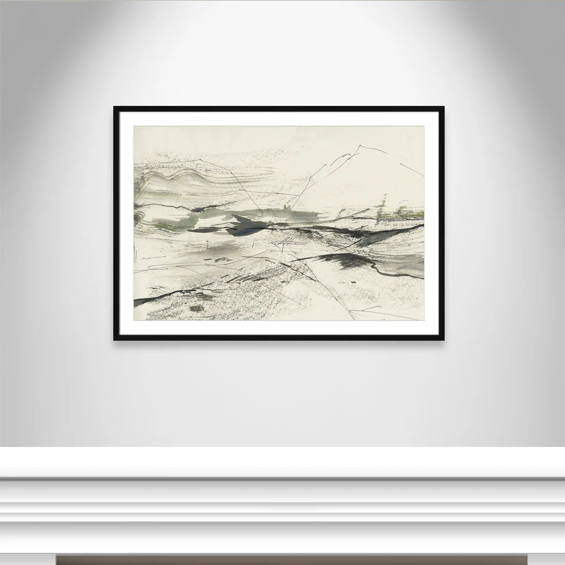 Green Sketches Print by PI Studio, White, Black Box Picture Framed, 29.5" H x 41.5" W x 1.25" D