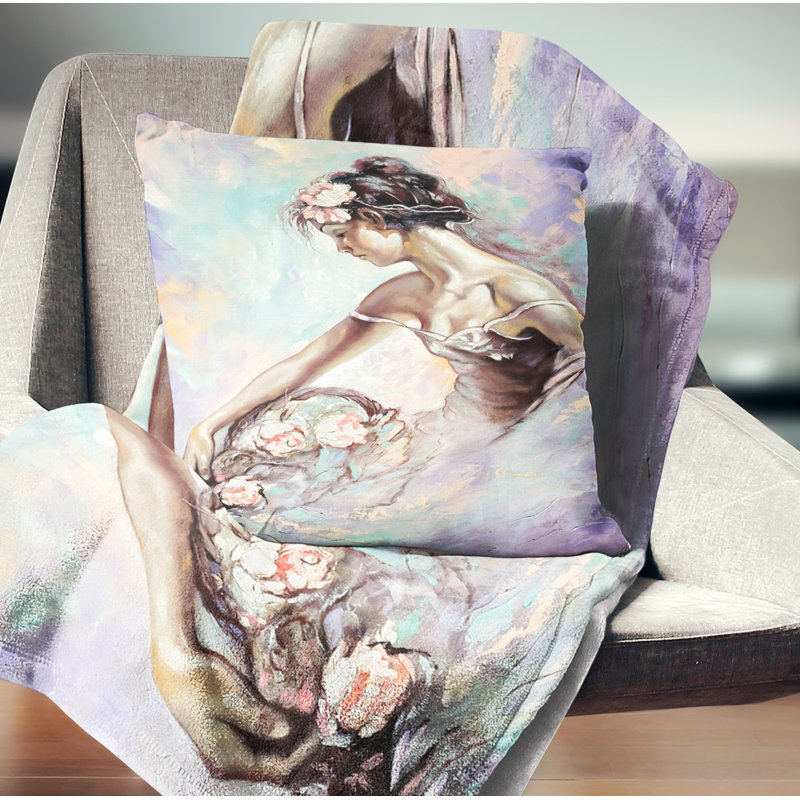 Coussin floral avec bouquet de fleurs, 12 po x 20 po, Rectangulaire