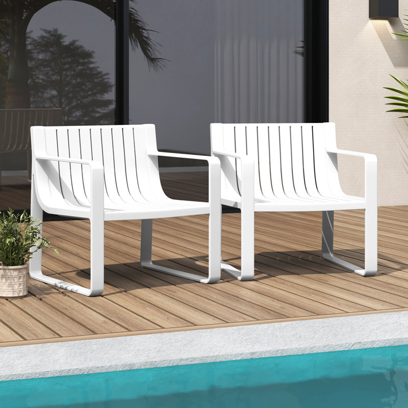 Ensemble de 2 chaises d'extérieur en plastique résistantes aux intempéries, Blanc