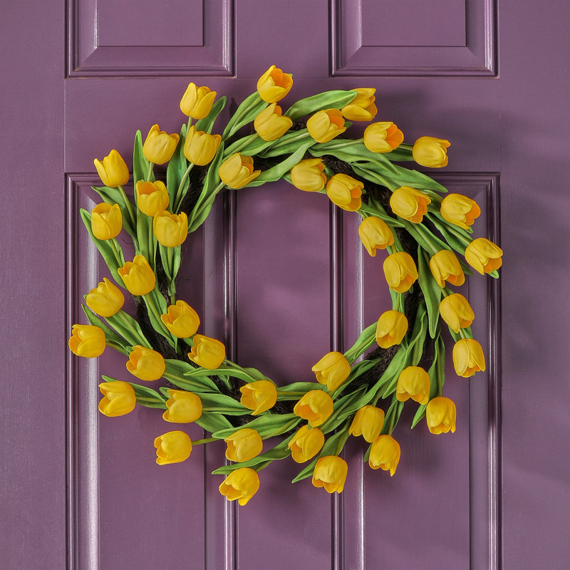 Couronne de tulipe 21 "Pu Spring, Couronne de tulipe jaune