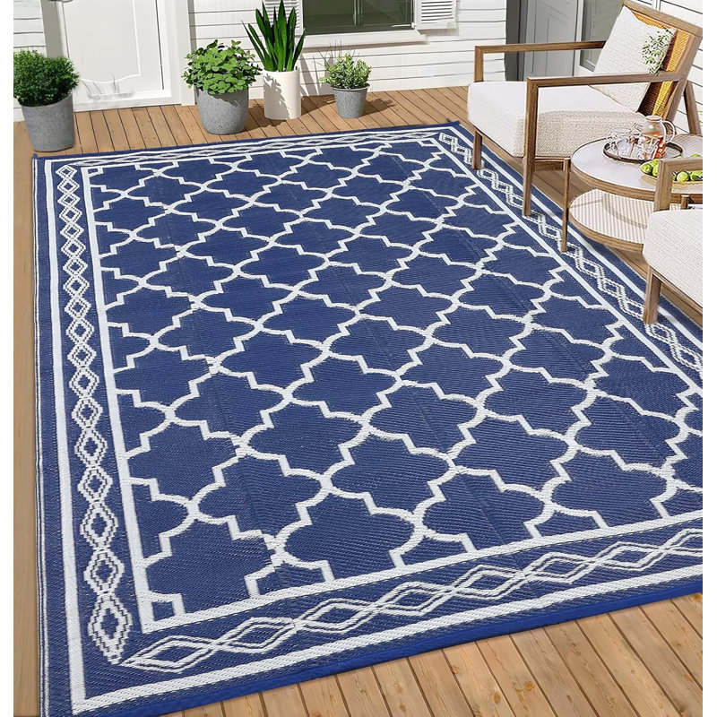Tapis de paille imperméable en plastique pour l'extérieur - Tapis de camping, de camping et de camping-car moderne avec sac portable et 4 piquets