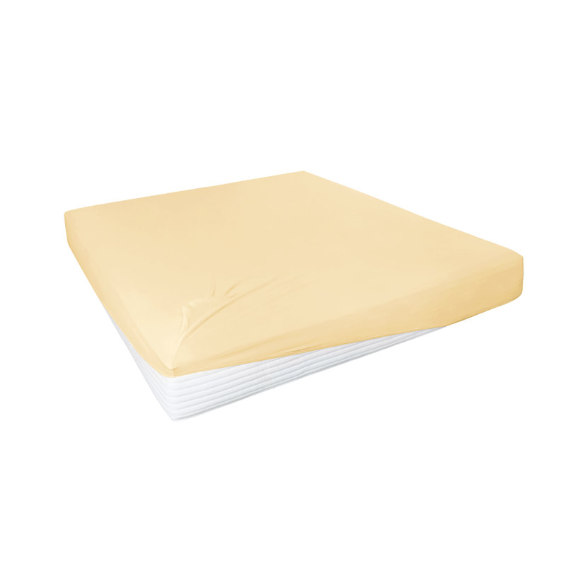 Cotton Blend Jersey Knit Fitted Sheet, Peach, 90-100 x 190-220 cm