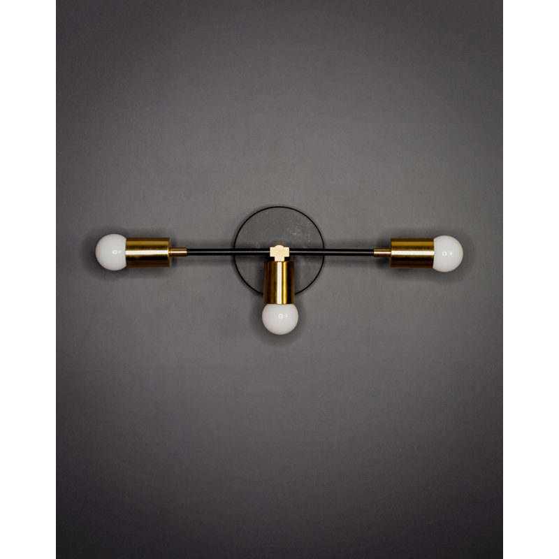 Armed Sconce, Black/Brass, 5.75" H x 18.25" W x 5.25" D