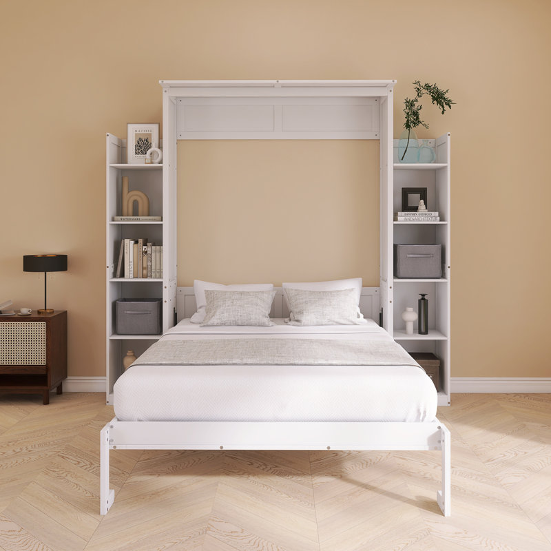 Lit escamotable en bois massif, Naturel, Double