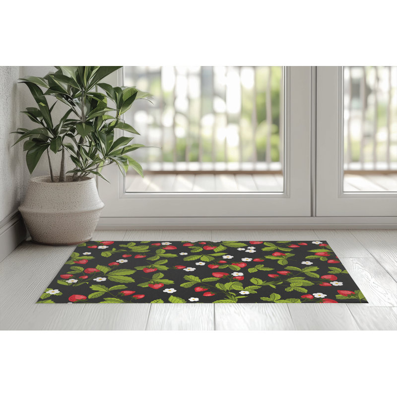 Paillasson Fraises, Gris anthracite, 48" W x 72" L