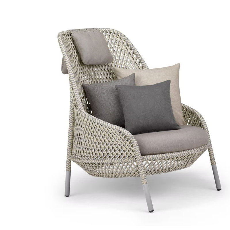 Ahnda Outdoor Lounge Chair, White Quartz, Natura White