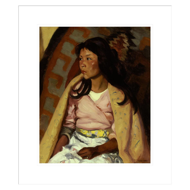 «Indian Girl of Santa Clara» par Robert Henri, impression giclée sur cadre, H 20,5 po x l 17,75 po