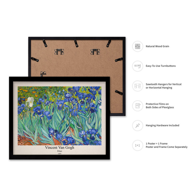 Van Gogh - Iris n ° 2, Black Framed, Poster, 18"H x 24"W