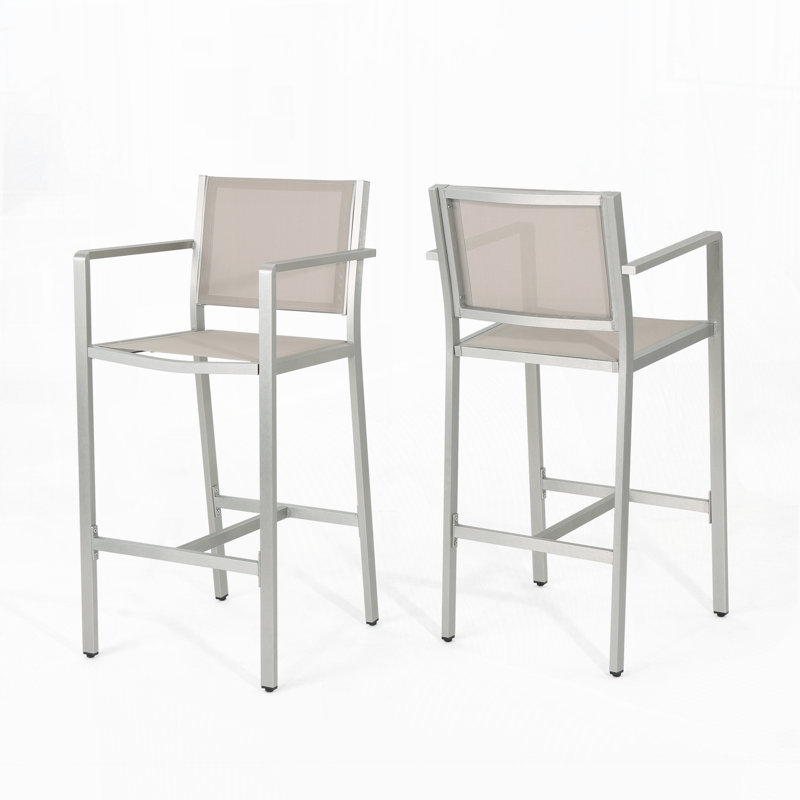 Tabourets 29,50 "avec structure en aluminium antirouille argenté, ensemble de 2