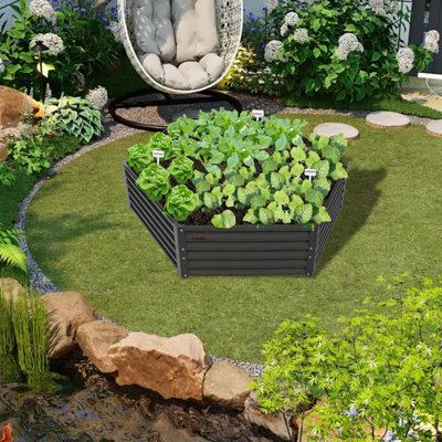 Jardinière surélevée galvanisée Hexagon 70x60x18