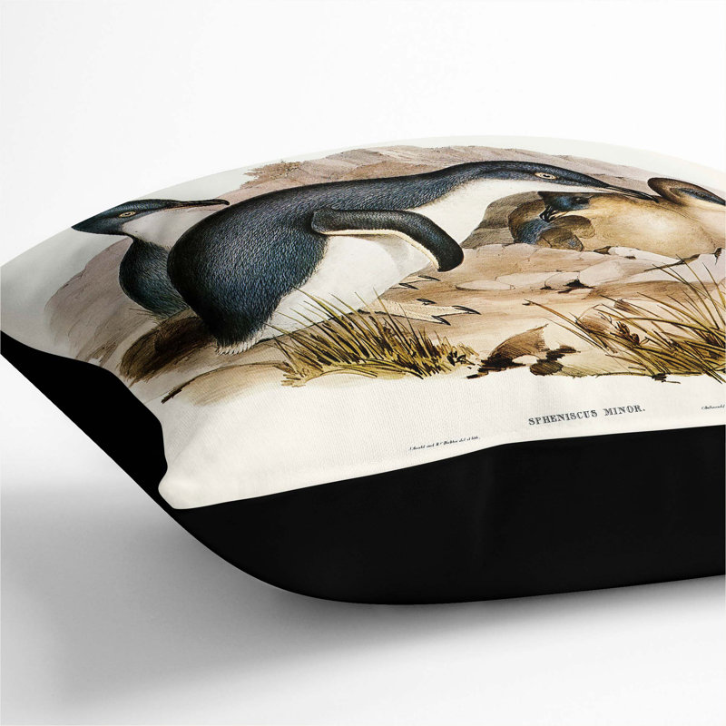 Little Penguins by Elizabeth Gould Cushion with Filling, Black, 55cm H x 55cm W x 20cm D