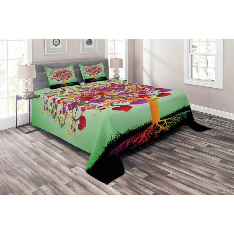 Hypnotic Polyester Coverlet, King Bedspread + 2 Shams