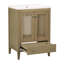 Meuble-lavabo 24 po avec lavabo en céramique, armoire de rangement en rotin avec deux portes et tiroir, structure solide, naturel